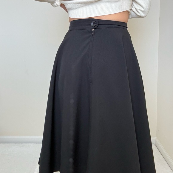 RockSteady High Waist Pin-up Office Lady Black Swing Circle Midi Skirt - Picture 6 of 7